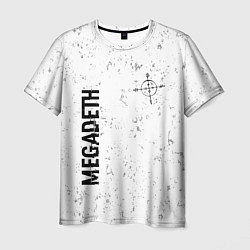 Мужская футболка Megadeth glitch на светлом фоне: надпись, символ