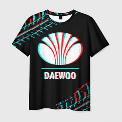 Футболка мужская Значок Daewoo в стиле glitch на темном фоне, цвет: 3D-принт