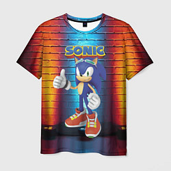 Футболка мужская Sonic - Hedgehog - Video game - жест, цвет: 3D-принт