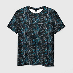 Мужская футболка Знаки зодиака и звезды на сине- черном фоне