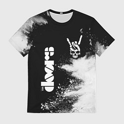 Мужская футболка The Doors и рок символ на темном фоне