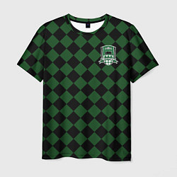 Мужская футболка Краснодар черно-зеленая клетка