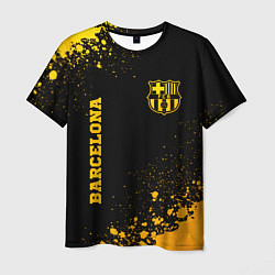 Мужская футболка Barcelona - gold gradient: надпись, символ