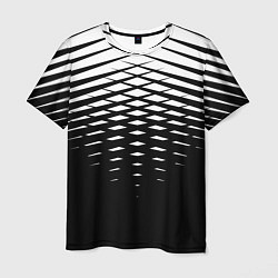 Мужская футболка Черно-белая симметричная сетка из треугольников