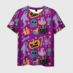 Мужская футболка Happy Halloween - holiday pattern