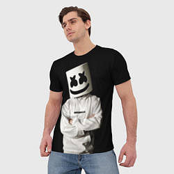 Футболка мужская Marshmello на чёрном фоне, цвет: 3D-принт — фото 2