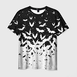 Мужская футболка Black and white bat pattern