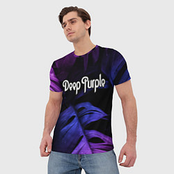 Футболка мужская Deep Purple neon monstera, цвет: 3D-принт — фото 2