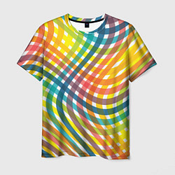 Мужская футболка Геометрический узор яркие полосатые волны