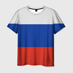 Мужская футболка Триколор - флаг России плетёный
