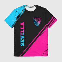 Футболка мужская Sevilla - neon gradient: надпись, символ, цвет: 3D-принт