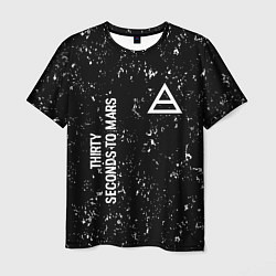 Мужская футболка Thirty Seconds to Mars glitch на темном фоне: надп