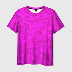 Мужская футболка Розовый яркий неоновый узор с мраморной текстурой