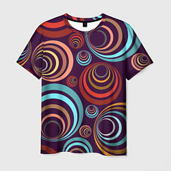 Мужская футболка Множество разноцветных окружностей