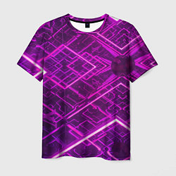 Футболка мужская Абстрактные геометрические фиолетовые объекты, цвет: 3D-принт