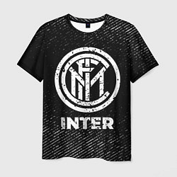 Мужская футболка Inter с потертостями на темном фоне