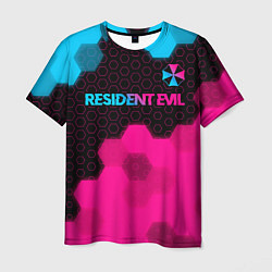 Футболка мужская Resident Evil - neon gradient: символ сверху, цвет: 3D-принт
