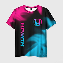 Мужская футболка Honda - neon gradient: надпись, символ