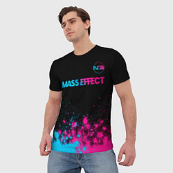 Футболка мужская Mass Effect - neon gradient: символ сверху, цвет: 3D-принт — фото 2