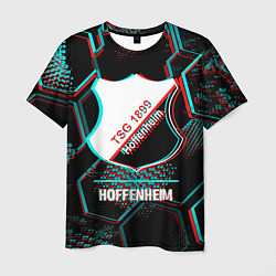 Футболка мужская Hoffenheim FC в стиле glitch на темном фоне, цвет: 3D-принт