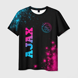 Футболка мужская Ajax - neon gradient: надпись, символ, цвет: 3D-принт