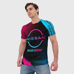 Футболка мужская Nissan - neon gradient, цвет: 3D-принт — фото 2