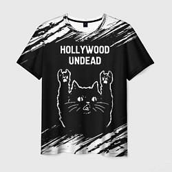 Футболка мужская Группа Hollywood Undead и рок кот, цвет: 3D-принт
