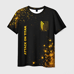 Мужская футболка Attack on Titan - gold gradient: надпись, символ