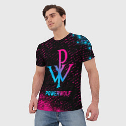 Футболка мужская Powerwolf - neon gradient, цвет: 3D-принт — фото 2