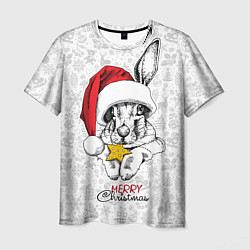 Мужская футболка Rabbit with cookies, merry Christmas