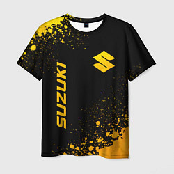 Мужская футболка Suzuki - gold gradient: надпись, символ