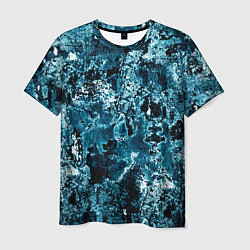 Мужская футболка Гранж - абстрактные синие разводы