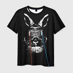 Мужская футболка Черный кролик стреляет лазерами из глаз