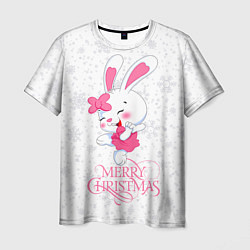 Мужская футболка Merry Christmas, cute bunny