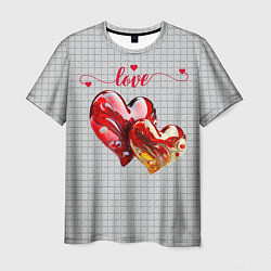 Футболка мужская Love - сердечки, цвет: 3D-принт