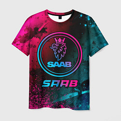 Мужская футболка Saab - neon gradient