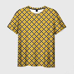 Мужская футболка Черно-желтый клетчатый узор