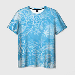 Мужская футболка Морозный узор на голубом стекле