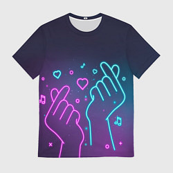 Мужская футболка Корейский символ любви - Неон