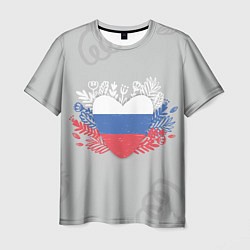 Футболка мужская Россия сердце, цвет: 3D-принт
