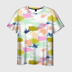 Мужская футболка Разноцветные мазки красками модный узор