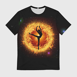 Мужская футболка Танец балерины в огненном шаре