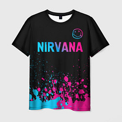 Футболка мужская Nirvana - neon gradient: символ сверху, цвет: 3D-принт