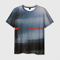 Мужская футболка Абстрактный синий туман и мазки красок