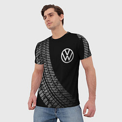 Футболка мужская Volkswagen tire tracks, цвет: 3D-принт — фото 2