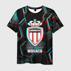 Футболка мужская Monaco FC в стиле glitch на темном фоне, цвет: 3D-принт