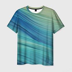 Мужская футболка Абстрактные синезелёные волны