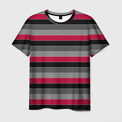 Мужская футболка Красно-черный полосатый современный узор