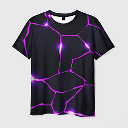 Мужская футболка Фиолетовые неоновые трещины