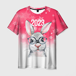 Футболка мужская 2023 год - кролик в очках, цвет: 3D-принт